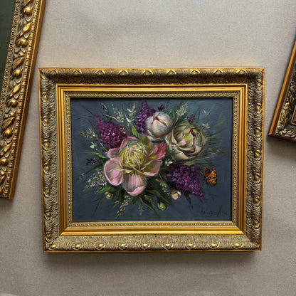 Live 06/09 bouquet of peonies and lilac 15x18” original oil painting