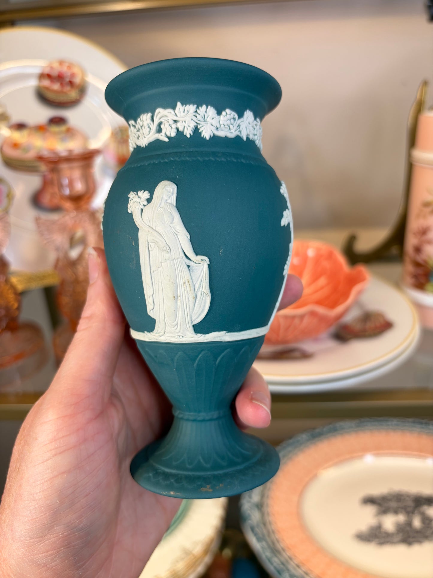 Beautiful Teal Wedgwood vase!