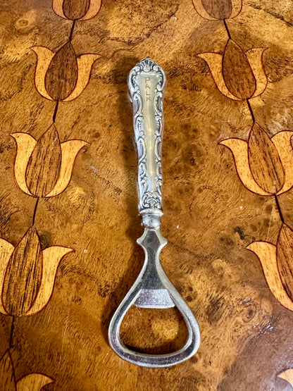 Vintage Birks Pompadour Sterling Silver-Handled Bottle Opener | Ornate Silver Barware