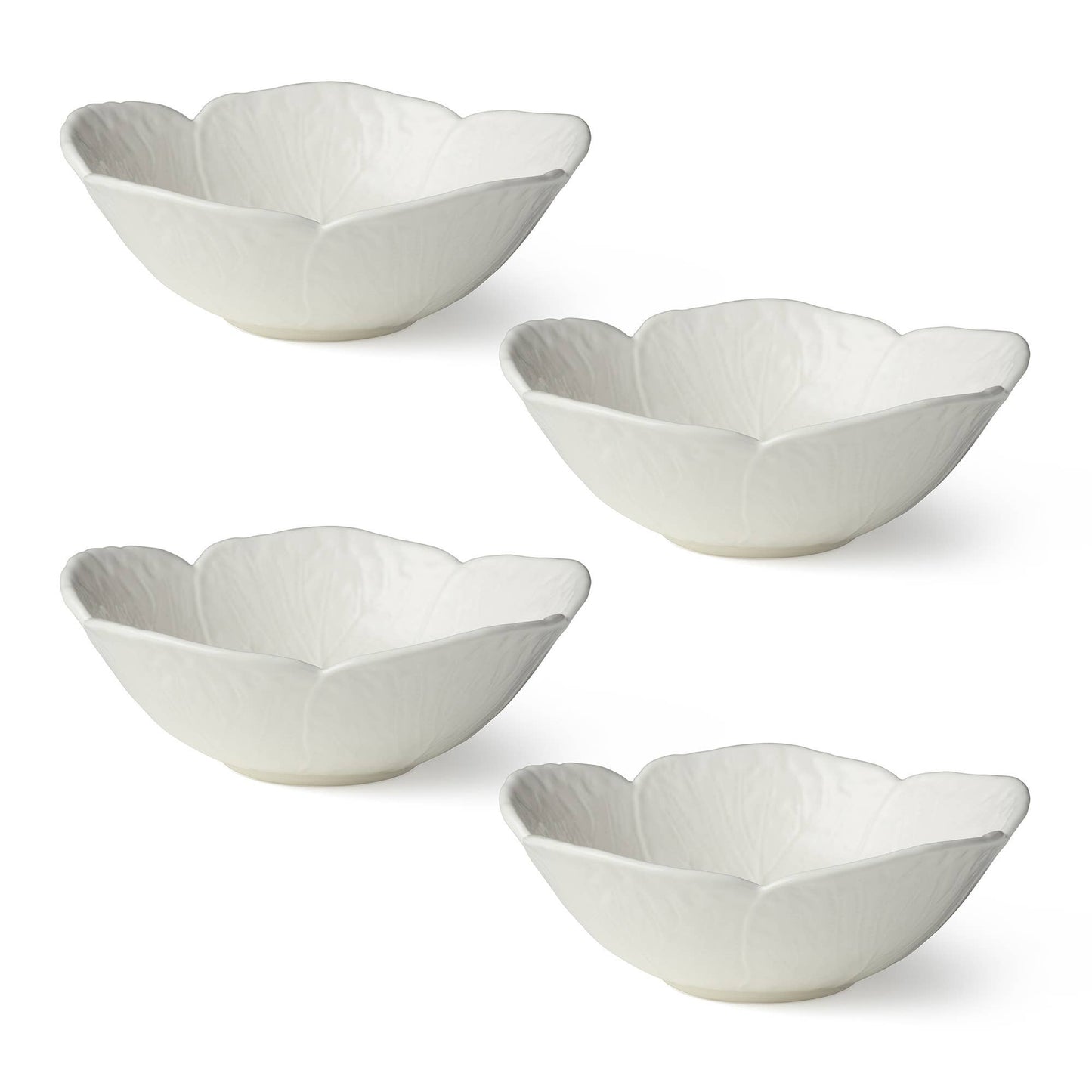 White Cabbage Cereal Bowl, 8"D Ceramic Soup Bowl