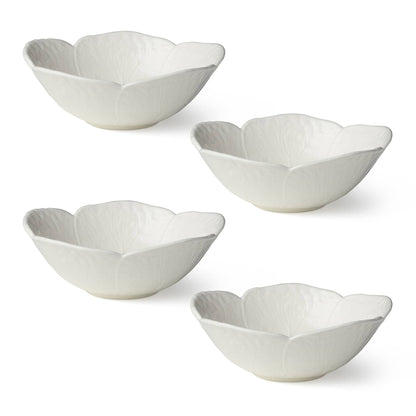 White Cabbage Cereal Bowl, 8"D Ceramic Soup Bowl