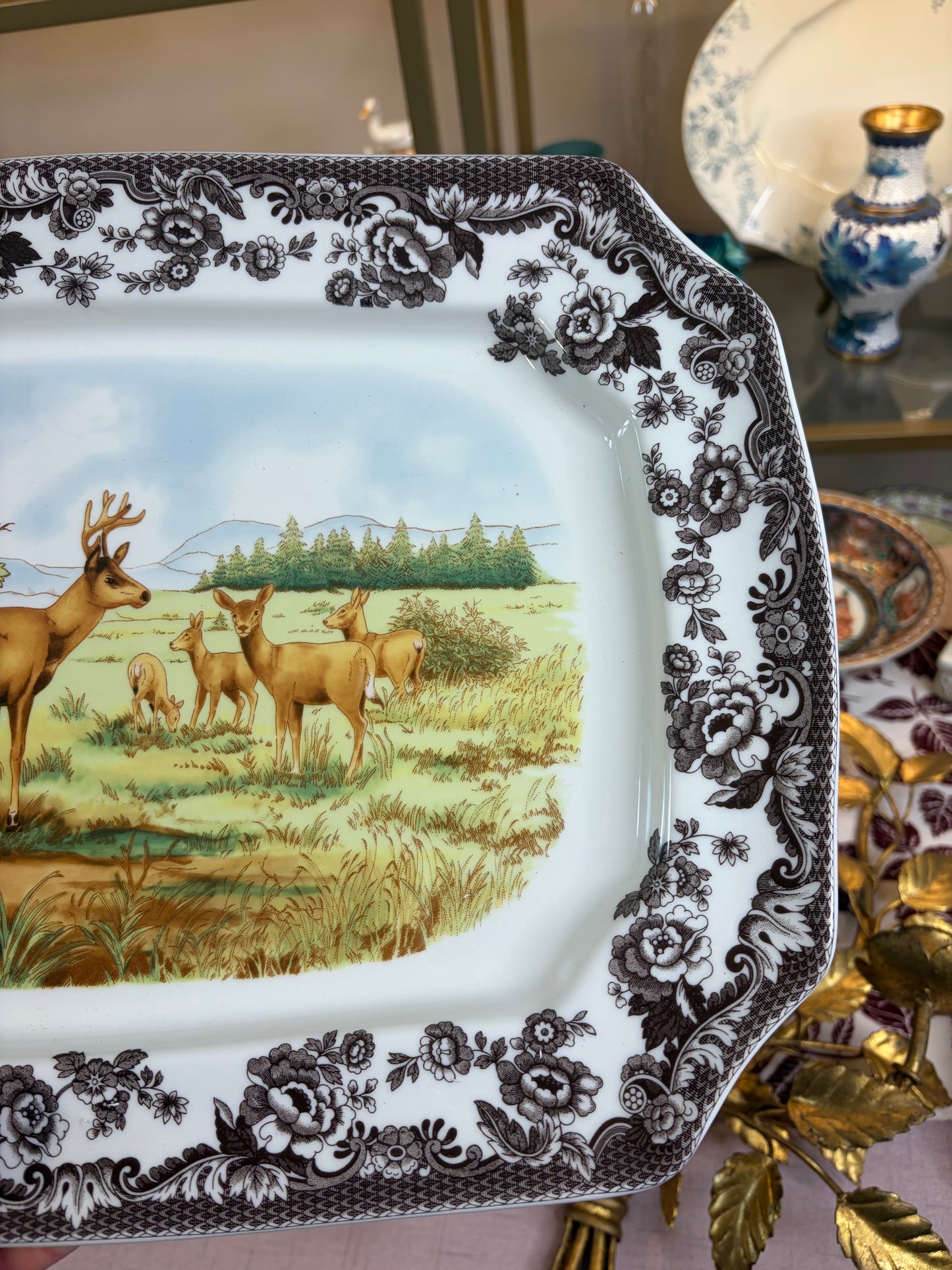 Gorgeous Spode Woodlands deer platter!