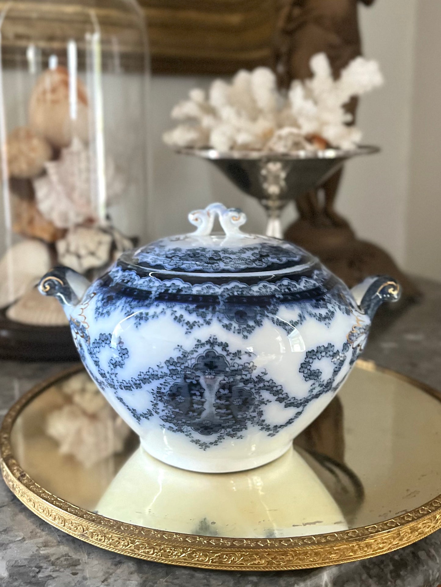 RESERVED - LEXA - Live 08/25 Antique John Maddock & Sons Staffordshire Victor Pattern Royal Vitreous Covered Sugar Bowl c.1901