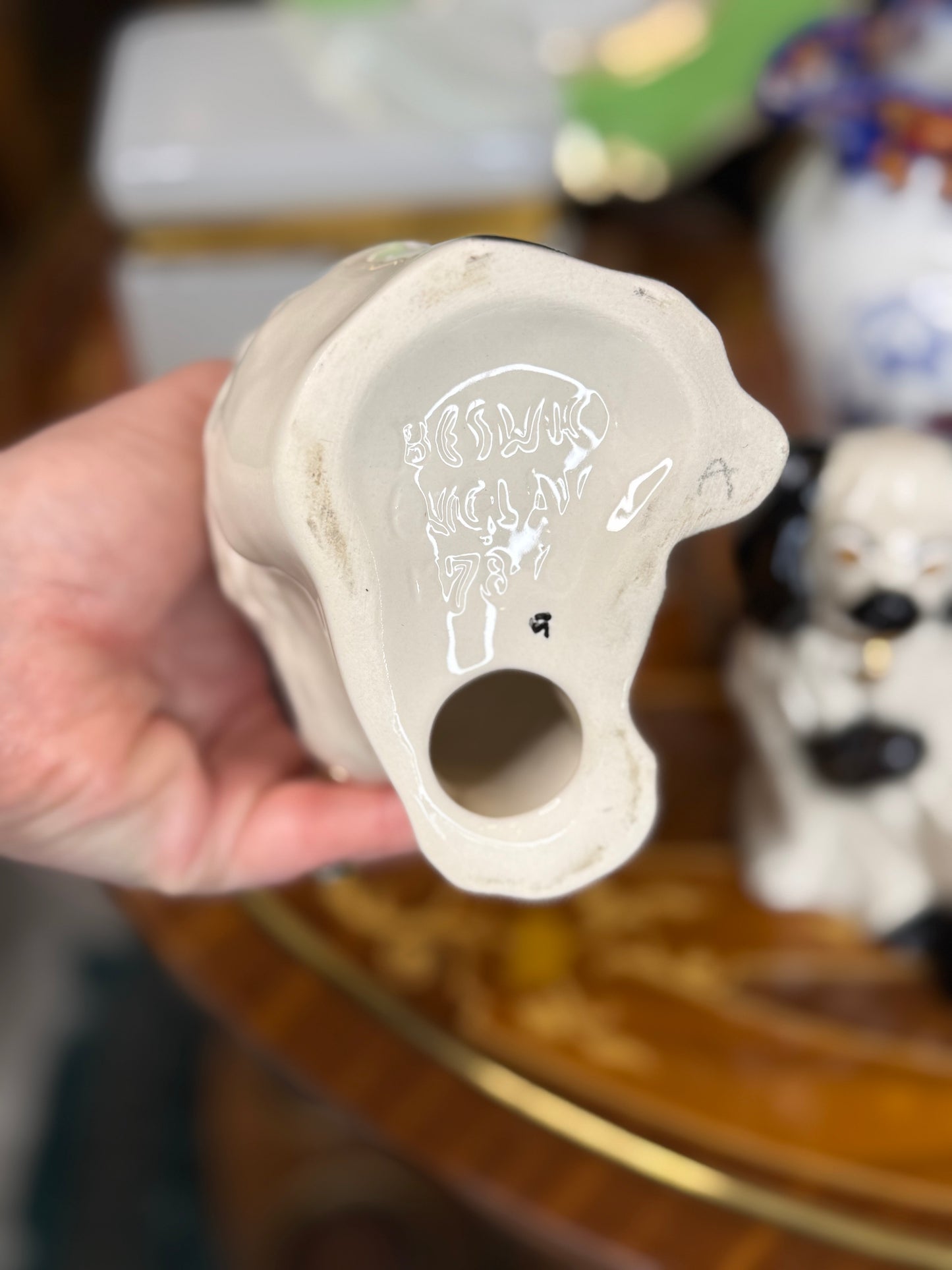 Vintage Beswick England Black & White Spaniel Figurines, 5” Tall: Pristine!