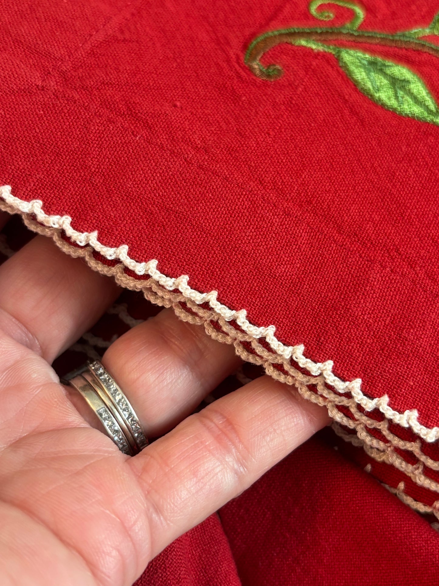 Set (12) Vintage Holiday Napkins with contrast stitching