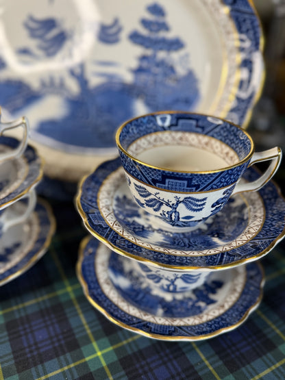 RESERVED - Vintage Booths Real Old Willow Cup & Saucer Set | A8025 | Made in England | Blue & White | 4 Available