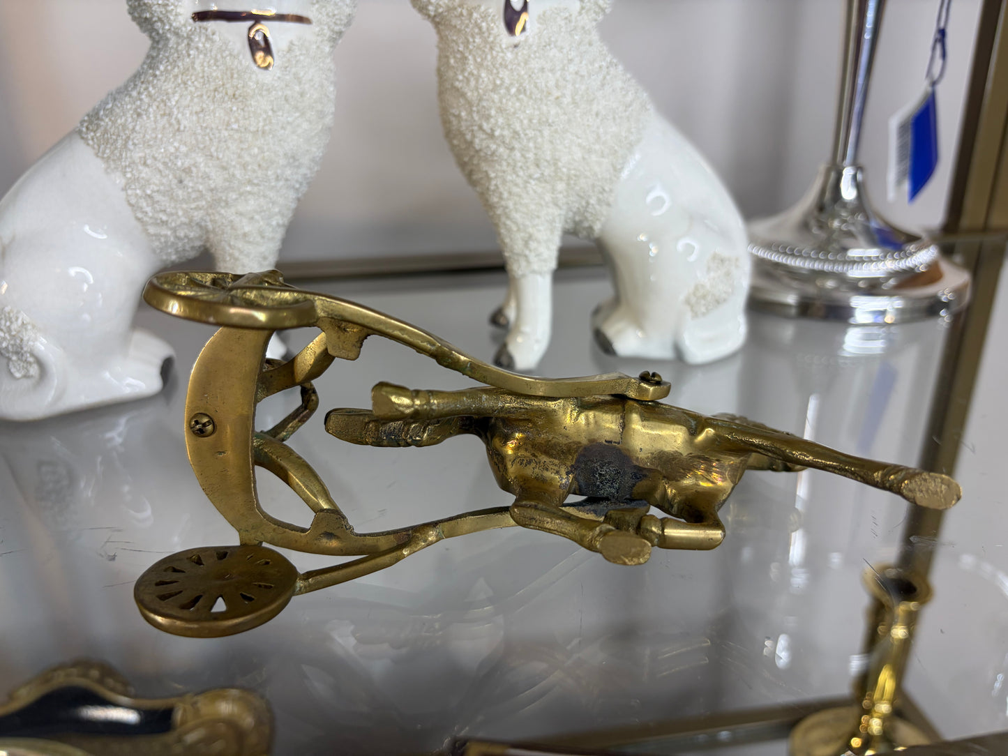 Brass horse jockey and horse figurine!