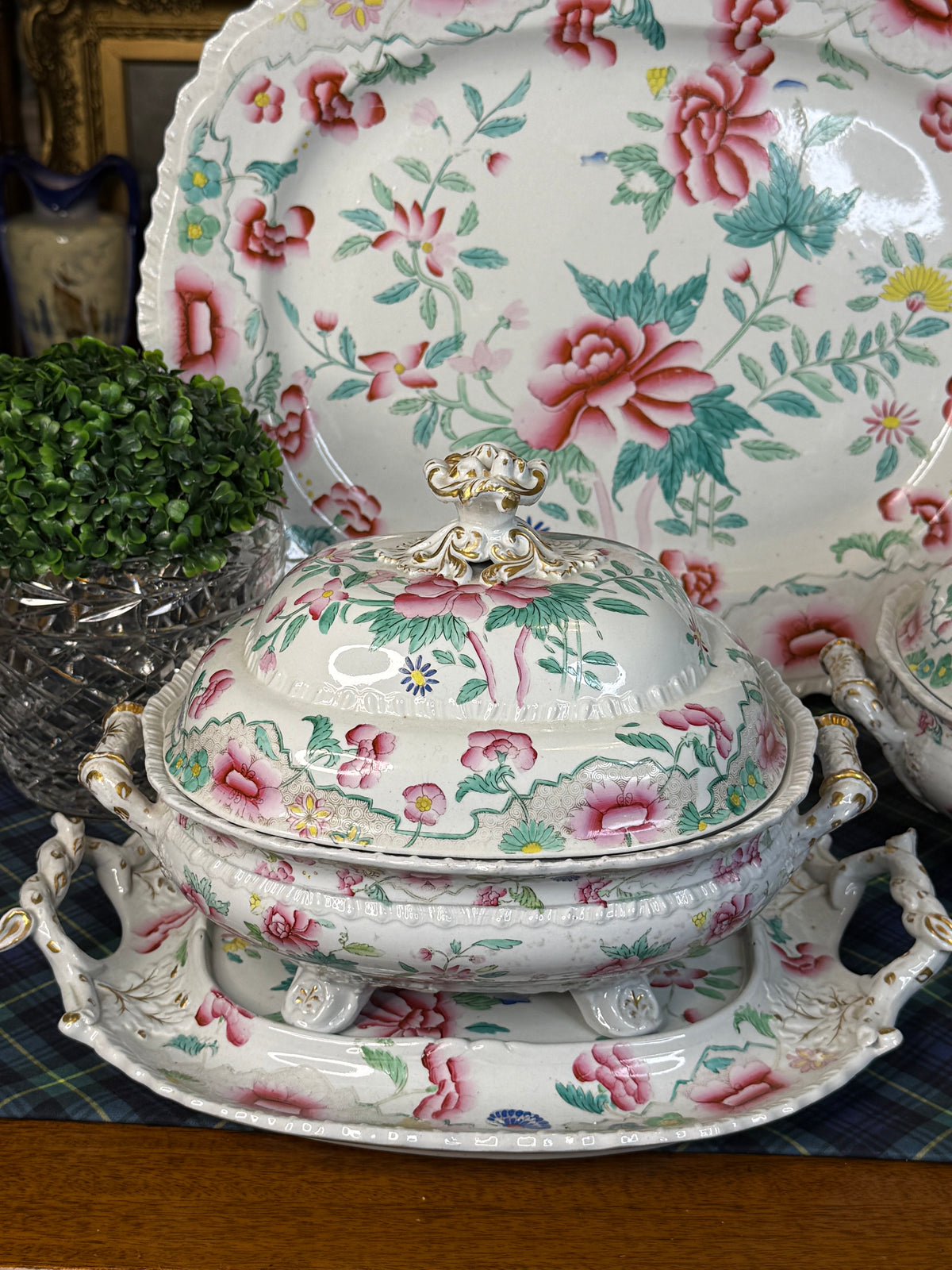 Antique Hicks & Meigh Stone China 6-Piece Tureen & Platter Serving Set | English Staffordshire | Circa 1820