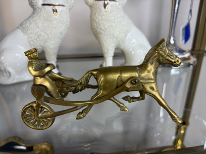 Brass horse jockey and horse figurine!