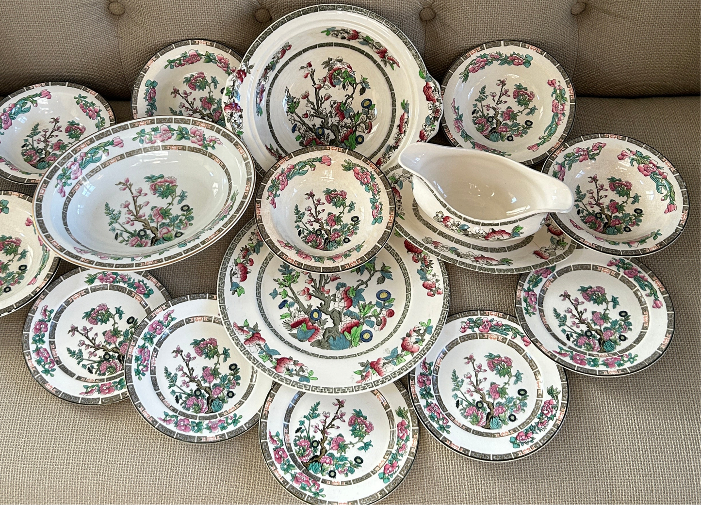 Antique Maddox and Johnson Brothers of England Indian Tree 12 piece set bundle