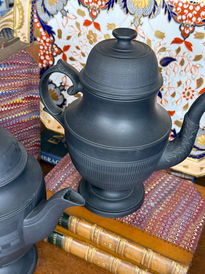 Antique Black Basalt Coffee Pot | English Stoneware | Circa 1800s (2 available)