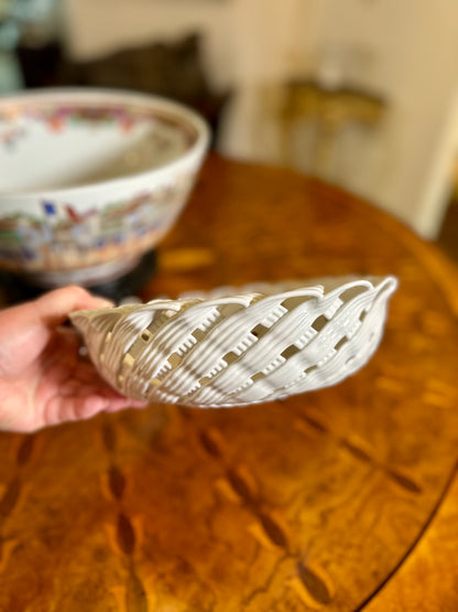 Vintage Italian White Ceramic Reticulated Basket Bowl | Made in Italy for Nordstrom