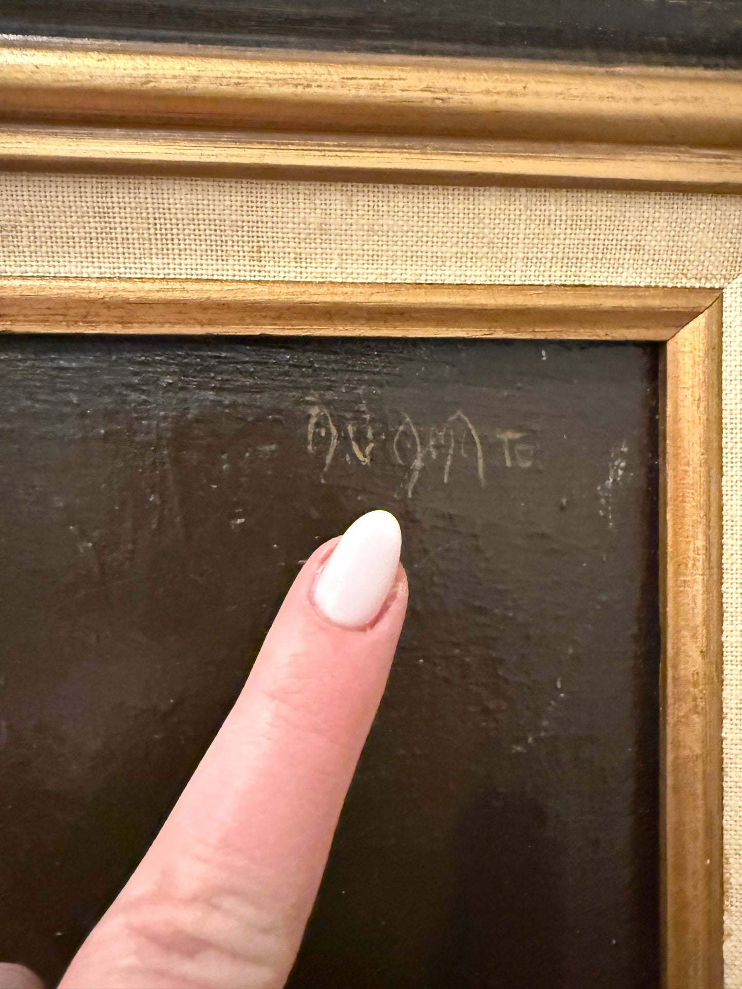 Reserved T Live 2/10 - Vintage Original Signed 30” Painting by AV Amato in Carved Wood Frame