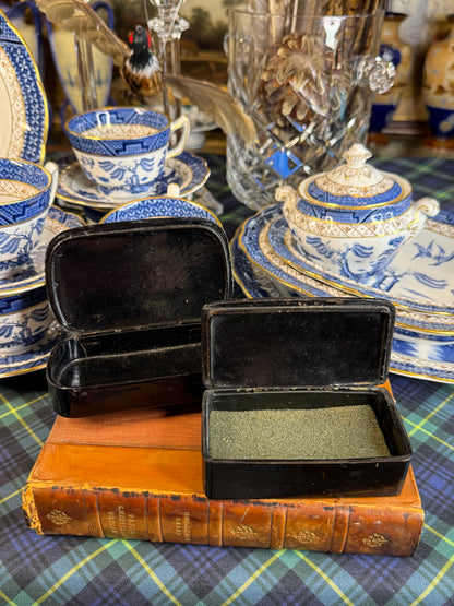 Antique Papier-Mâché Trinket Boxes | Set of 2 | Mother-of-Pearl Inlay & Gilt Decoration