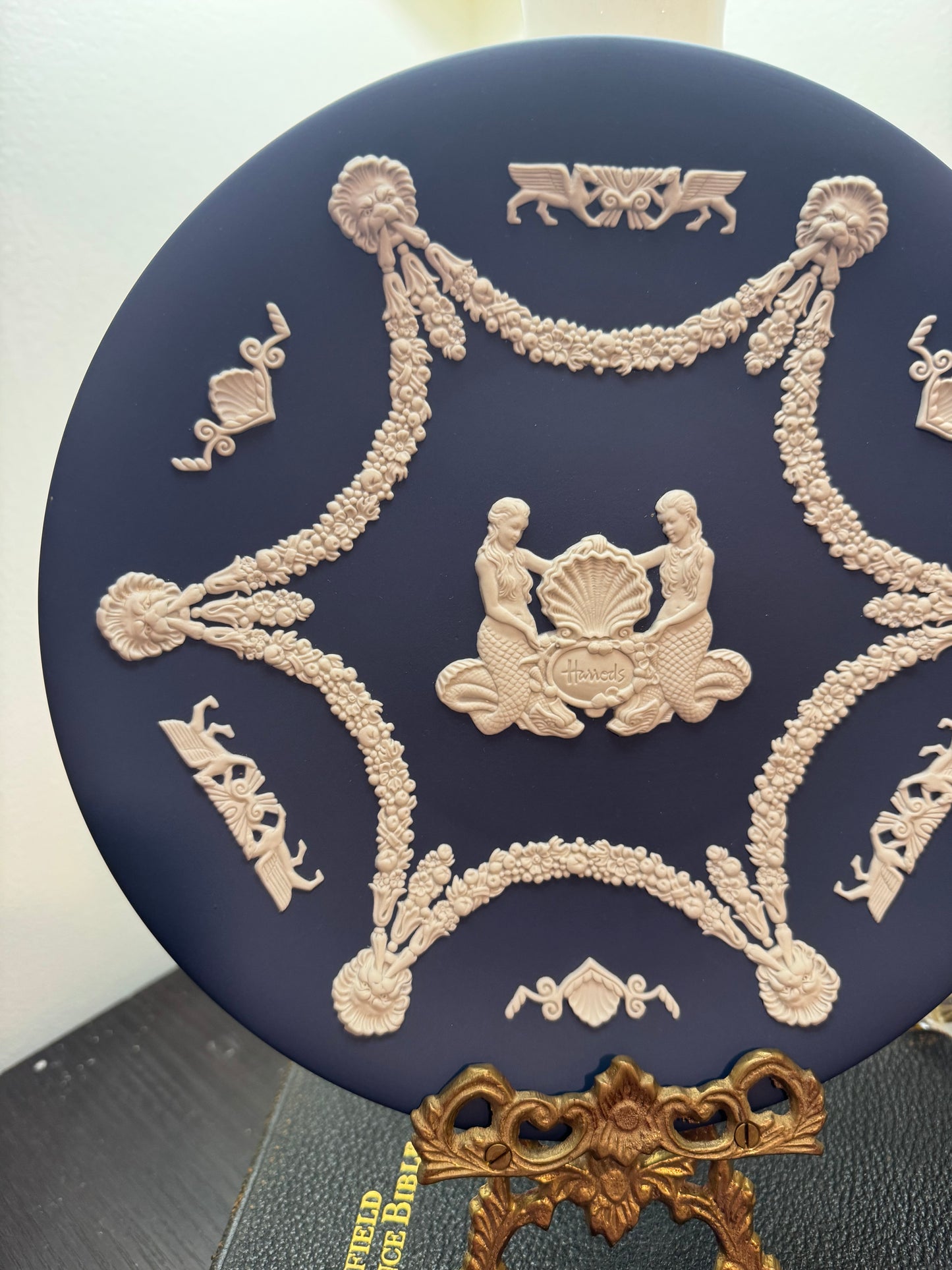 Dark Blue Wedgwood Jasperware Plate – Mermaid Design