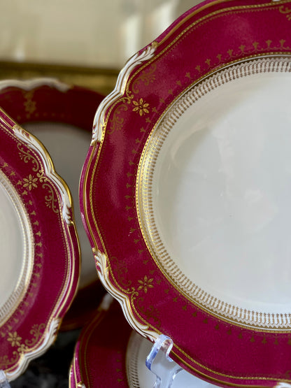 ⚜️Reserved #1 Live 09/08 Stunning Set Of 10 Copeland Raspberry Early 1800’s Dinner Plates
