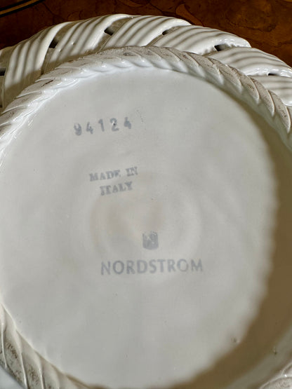 Vintage Italian White Ceramic Reticulated Basket Bowl | Made in Italy for Nordstrom