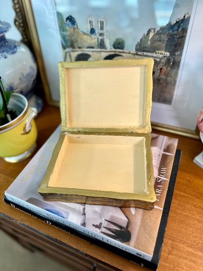 Vintage Florentine Gold Turquoise Hinged Box, Made in Italy, 8”