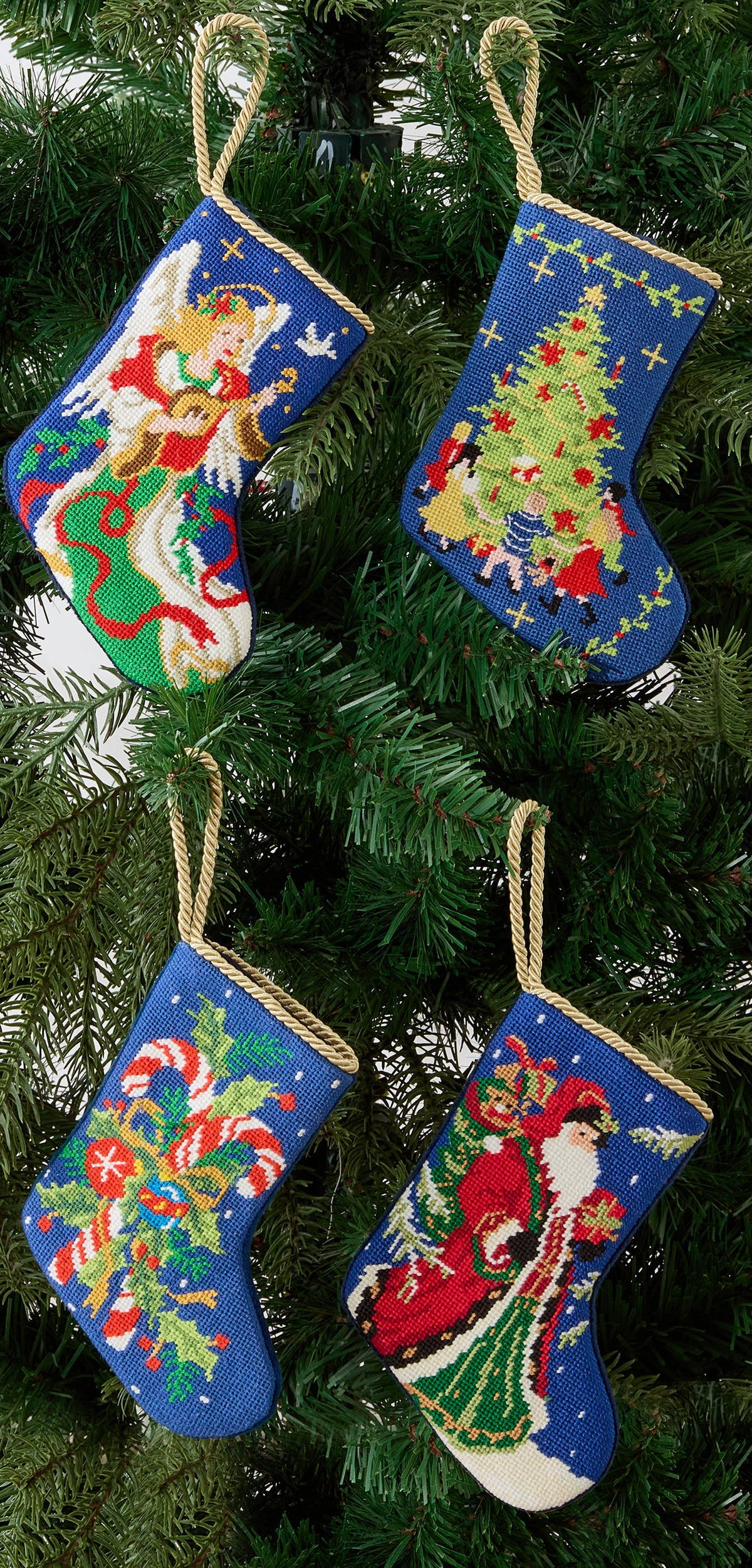 Candy Cane Embroidered Mini Stocking