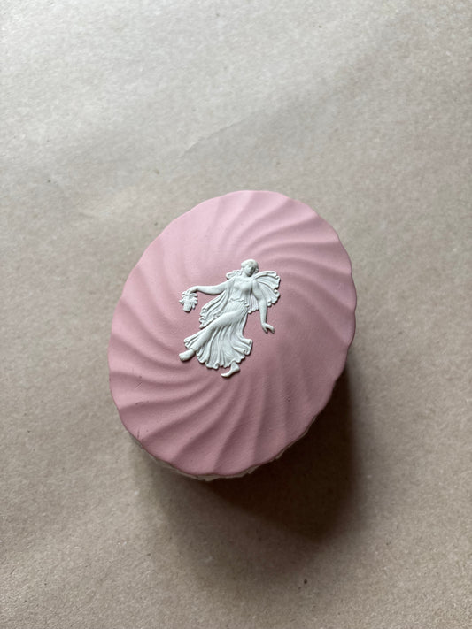 Reserved pink oval trinket box Wedgewood