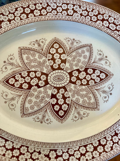 Antique Copeland Primrose Aesthetic Movement Brown Transferware Platter, c. 1883
