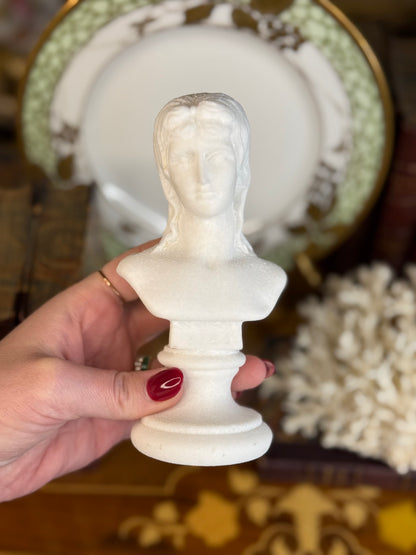 6” Italian White Marble Bust | Classical Sculpture Accent