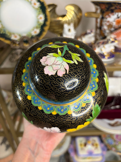 Lovely cloisonné lidded jar!
