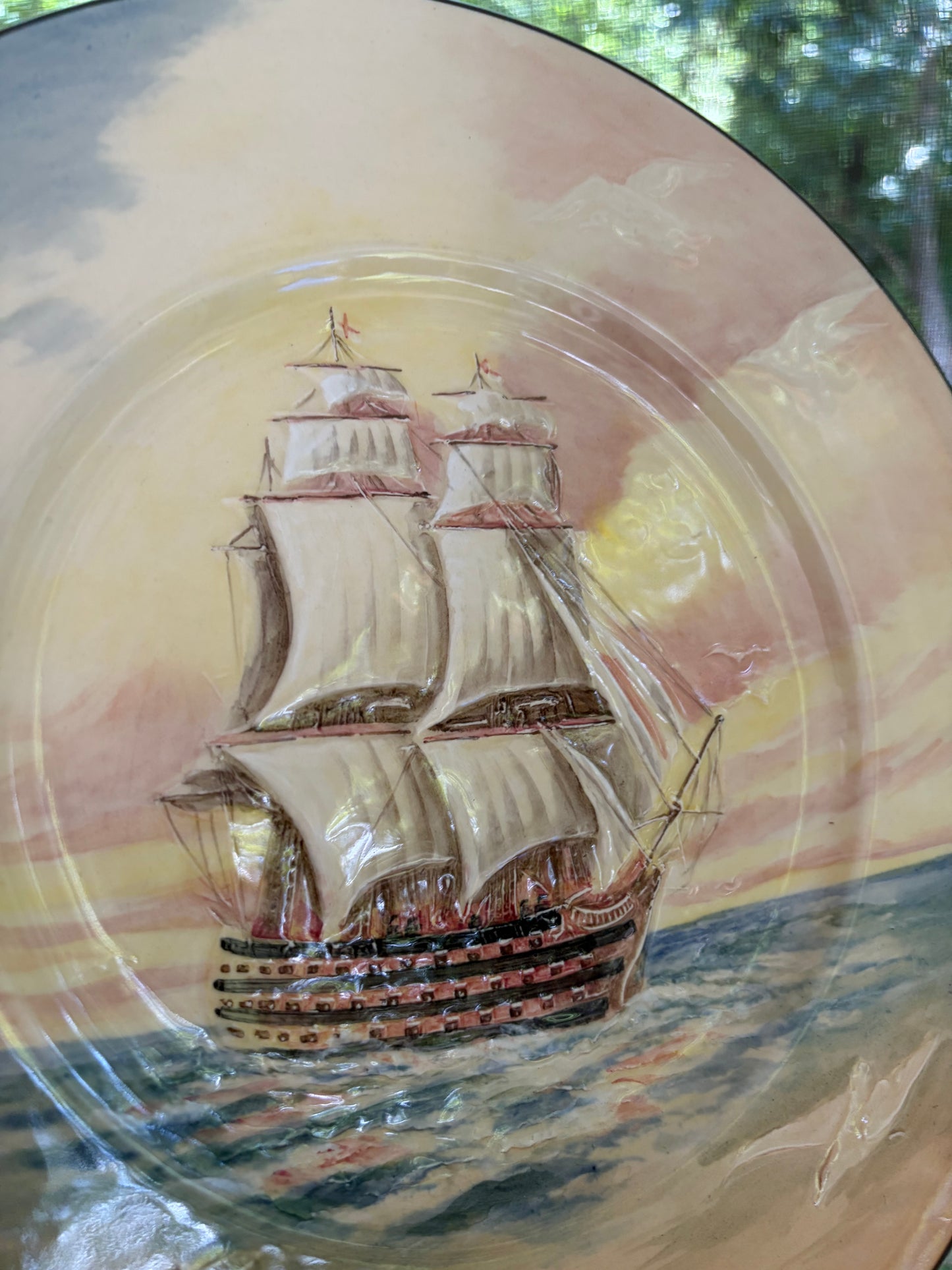 Royal Doulton "Famous Ships" seriesware plate featuring HMS Victory with raised design!