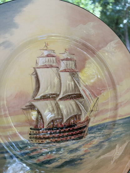 Royal Doulton "Famous Ships" seriesware plate featuring HMS Victory with raised design!