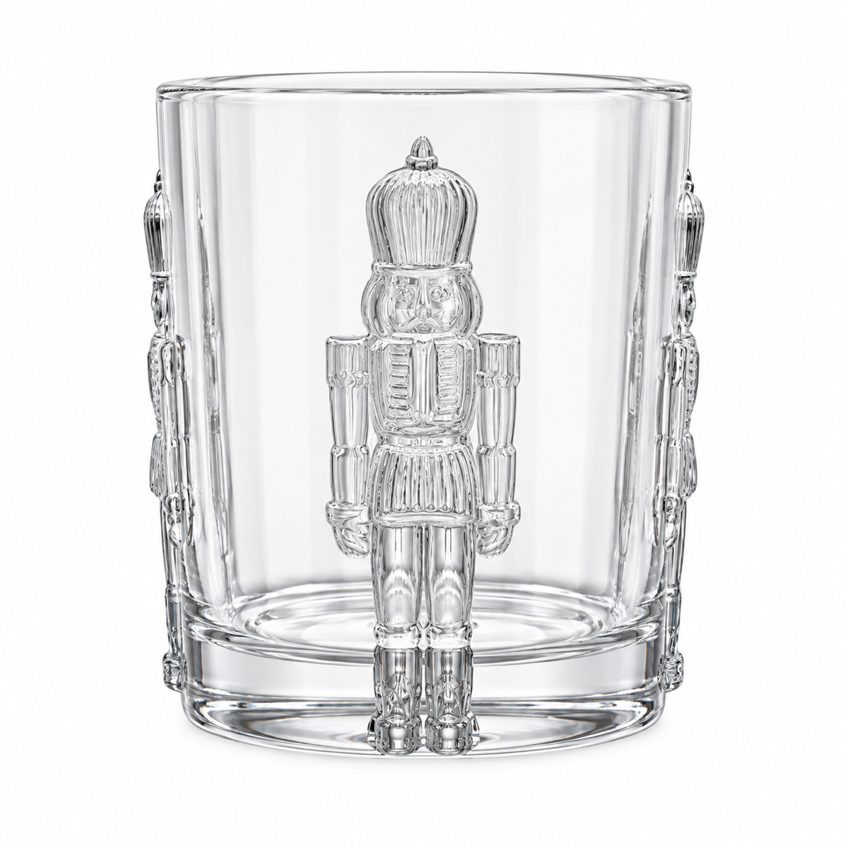 Set of Two | 11 oz Nutcracker Non-Leaded Crystal Double Old Fashioned Glasses | Christmas Cocktail & Whiskey Tumblers |