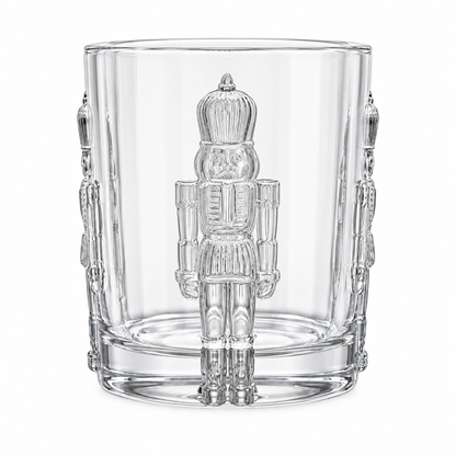 Set of Two | 11 oz Nutcracker Non-Leaded Crystal Double Old Fashioned Glasses | Christmas Cocktail & Whiskey Tumblers |