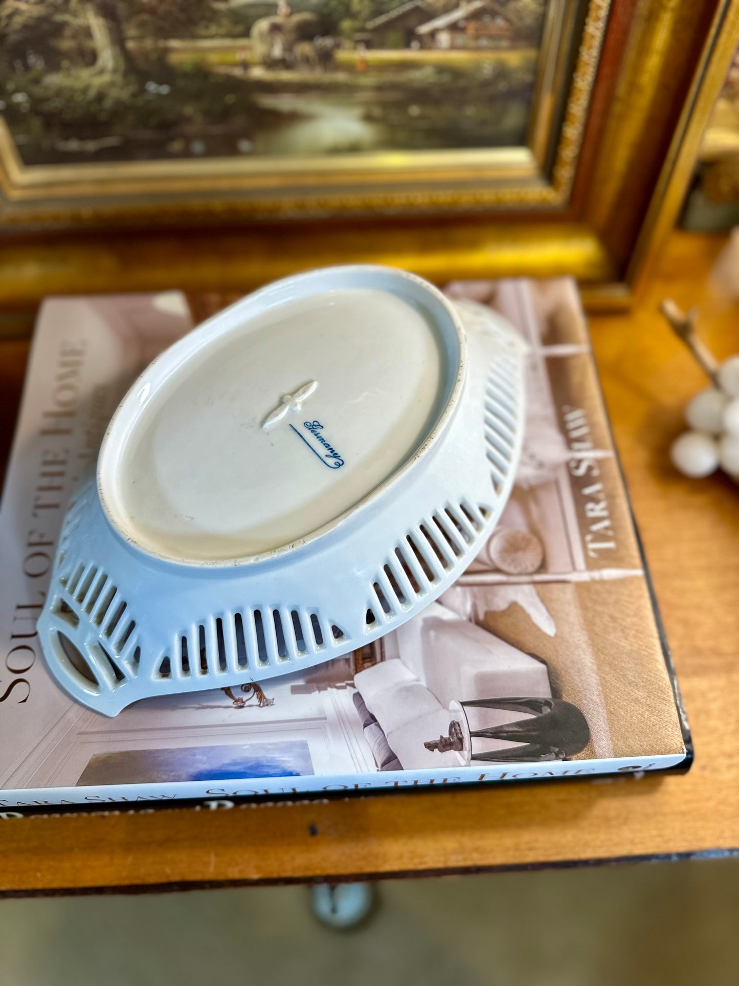 Vintage Reticulated Porcelain Bowl Dish, Made in Germany, 10.5”