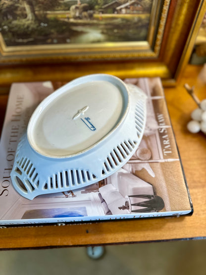Vintage Reticulated Porcelain Bowl Dish, Made in Germany, 10.5”