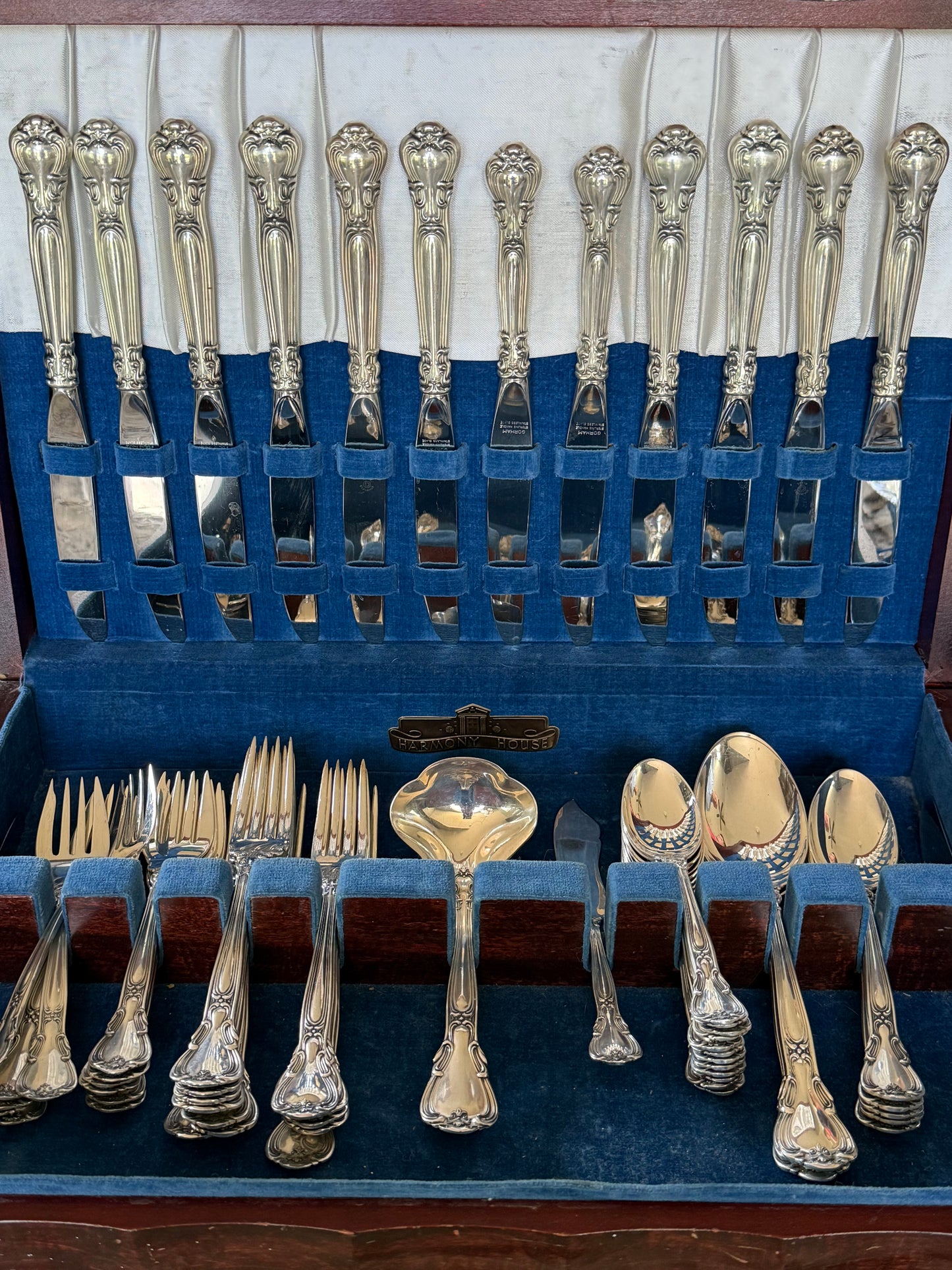 Gorham Unmonogrammed Chantilly Sterling Silver 75-Piece Flatware Set W/ Storage Box