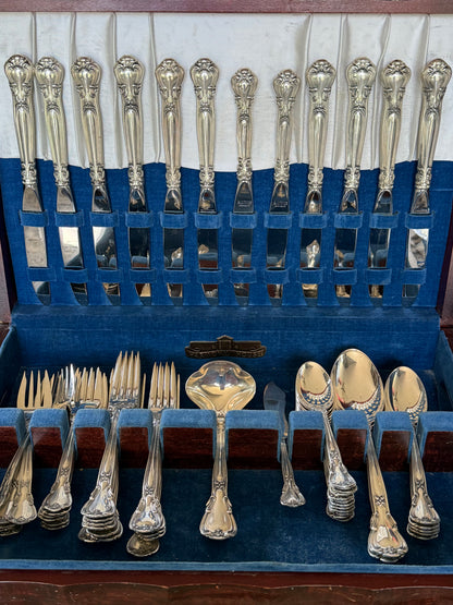 Gorham Unmonogrammed Chantilly Sterling Silver 75-Piece Flatware Set W/ Storage Box