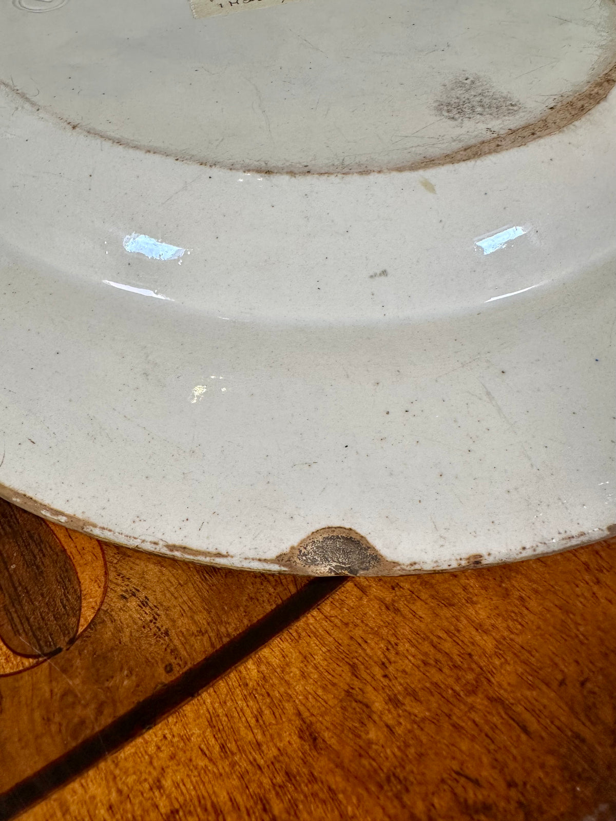 Antique 19th Century Brown Transferware Willow Platter, 15.5”