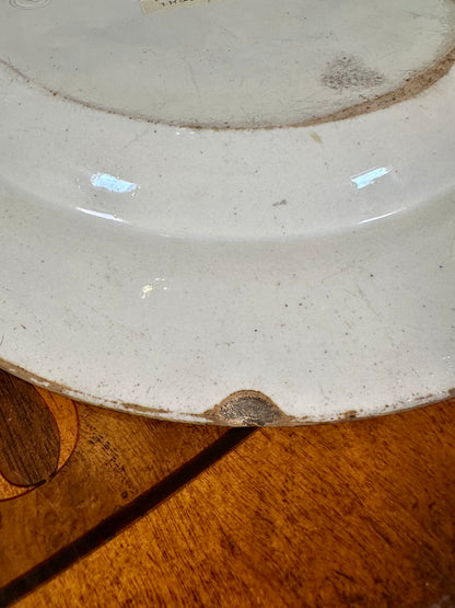 Antique 19th Century Brown Transferware Willow Platter, 15.5”