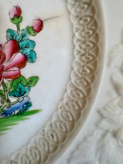 Pair of Antique Georgian Spode Porcelain Plates with Staple Repair – Pattern No. 216, Indian Tree / “Willis” Style, Circa 1790–1815