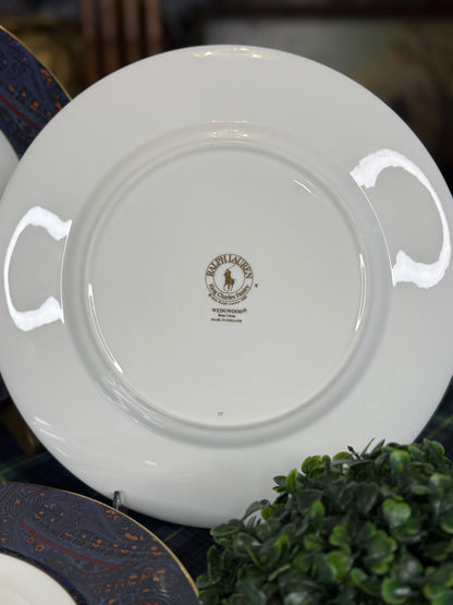 Vintage 1989 Ralph Lauren “King Charles Paisley” by Wedgwood | Bone China Dinner Plates | Set of 6 |