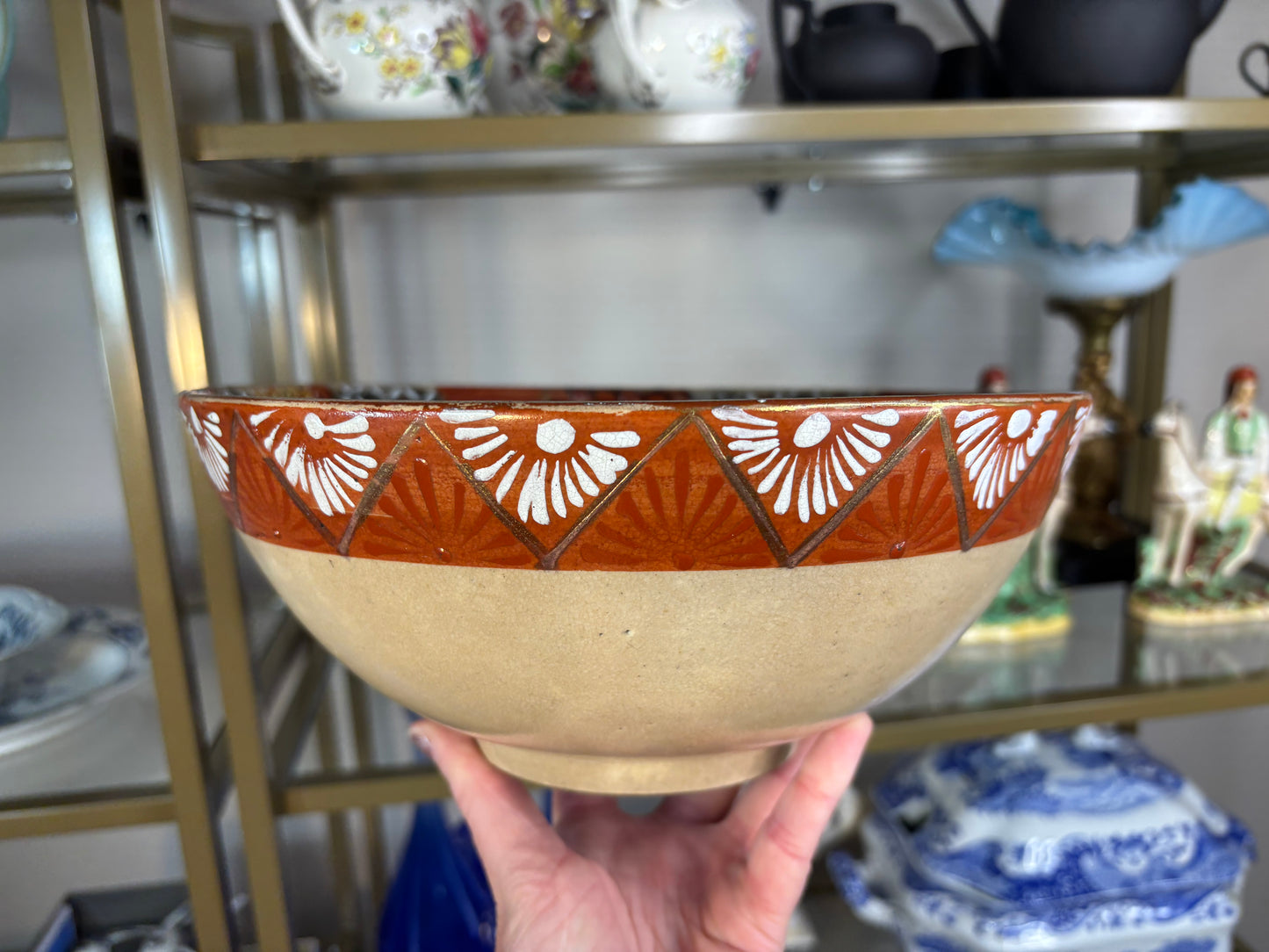 Stunning antique Satsuma handpainted pottery bowl!