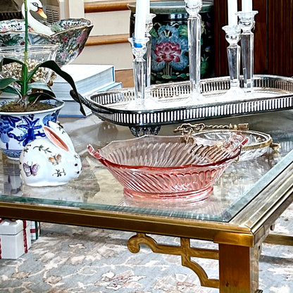 Beautiful pink glass vintage bowl centerpiece