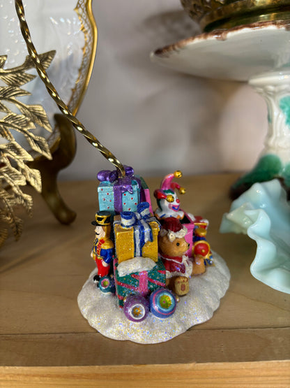 Radko ornament stand with toy box decor!