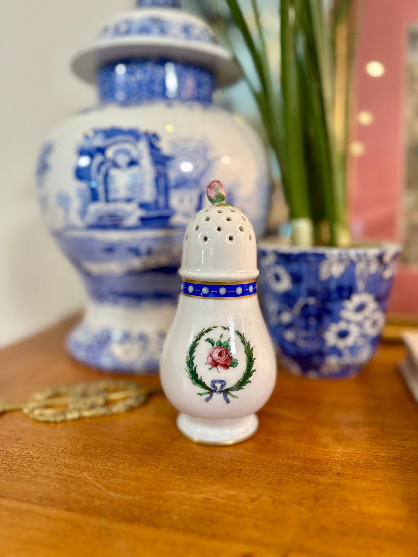 Vintage Richard Ginori Princess Blue Porcelain Muffineer Sugar Shaker, Italy