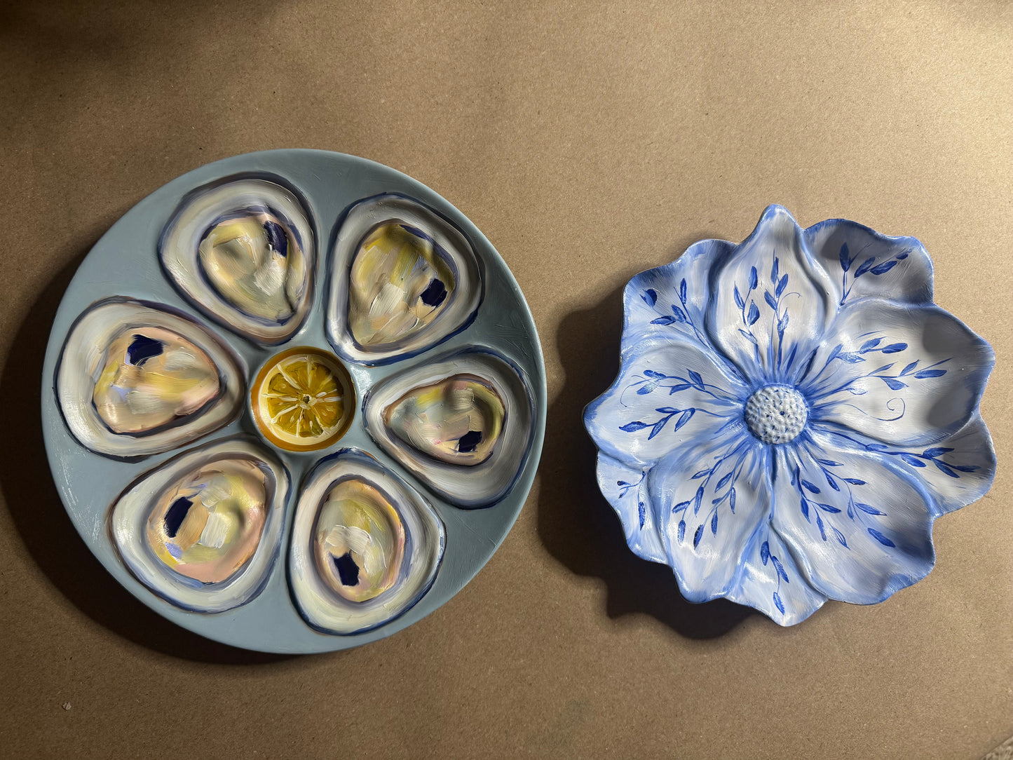 Live 06/29 Hand painted decorative oyster plate 9”