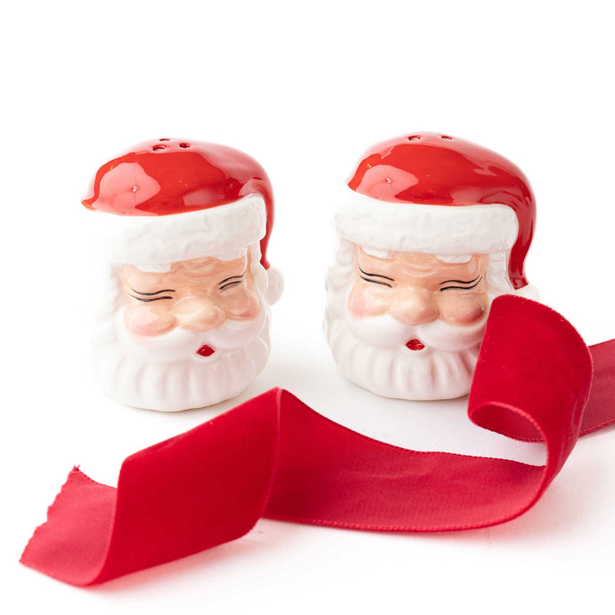 Santa Head Salt & Pepper Shaker Boxed Set, Red