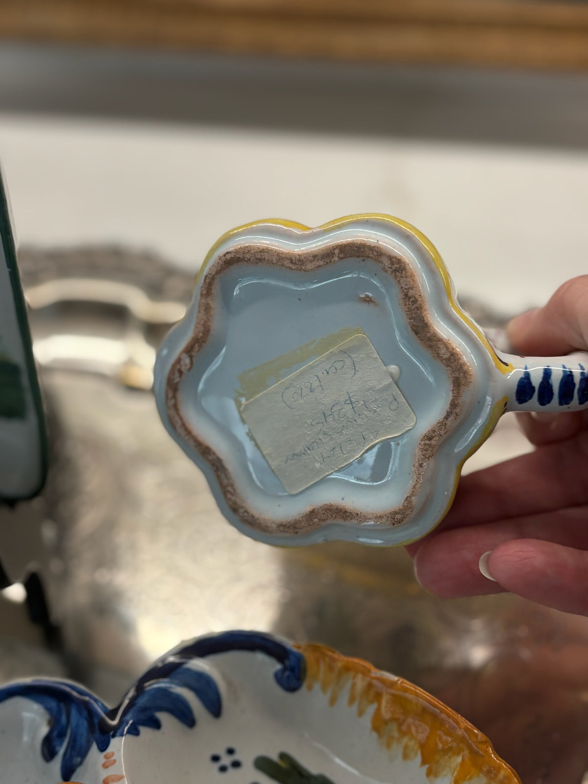 WCCR Charitable Item #111 | HB Quimper France Creamer with Yellow Lip | Hand-Painted French Faience