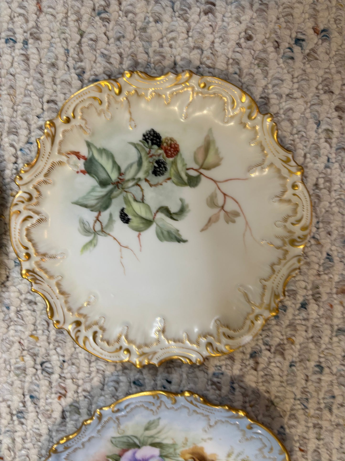 Gorgeous Limoges plate set with gold and florals! As is!
