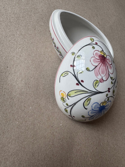 Vintage Hand-Painted Portuguese Ceramic Wall Salt Box | Onfora Agueda