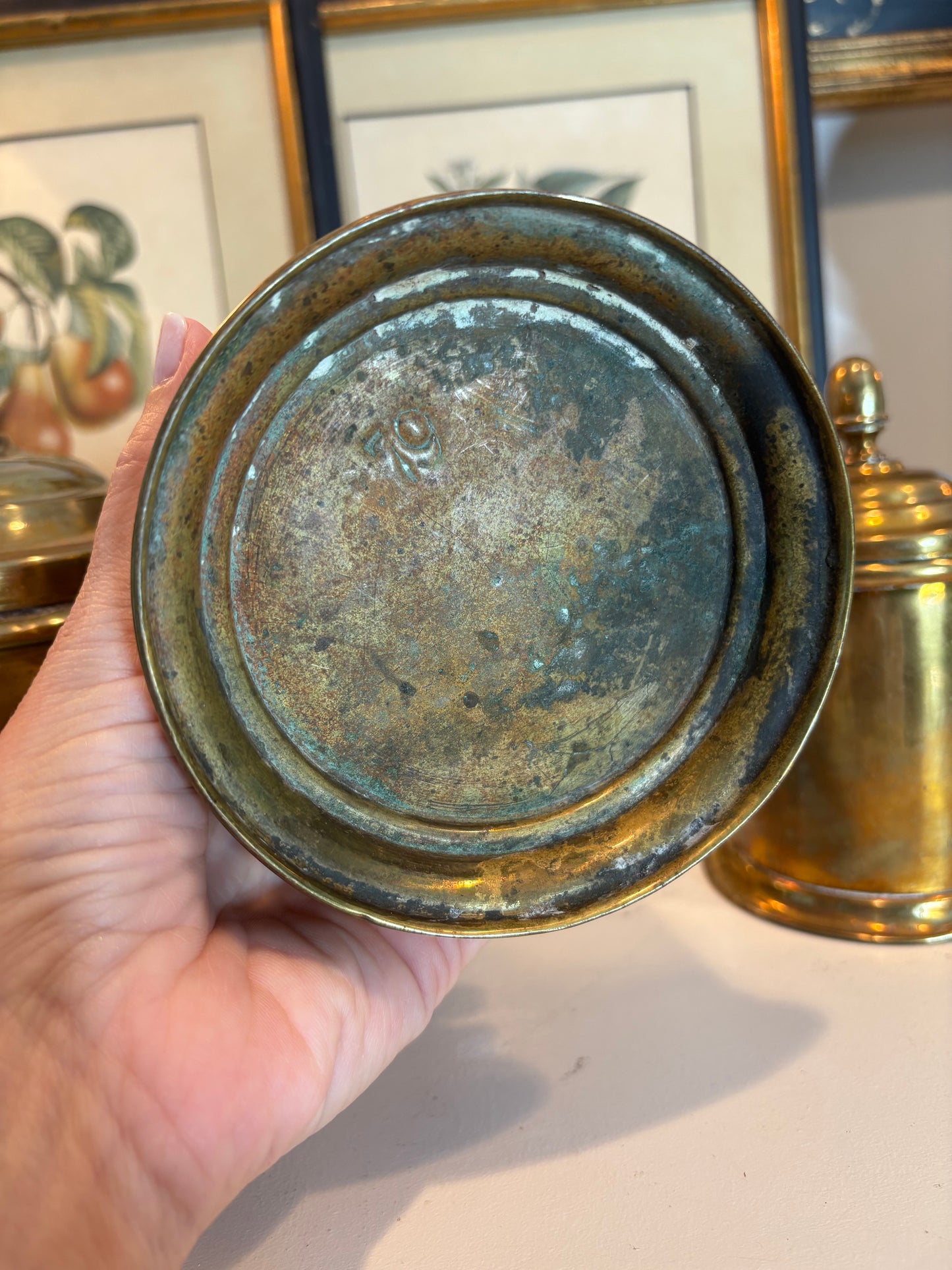 Set of (4) Antique Brass Canisters
