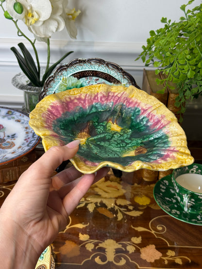 Antique Griffin, Smith & Hill (GSH) Majolica Begonia Leaf Dish | 9” | American Art Pottery